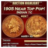 1905 Indian Cent Near Top Pop! 1c ms66+ rd SEGS