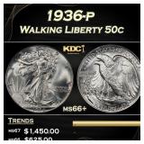1936-p Walking Liberty Half Dollar 50c ms66+ SEGS