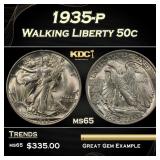 1935-p Walking Liberty Half Dollar 50c Grades ms65