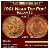 1901 Indian Cent Near Top Pop! 1c ms66+ rd SEGS