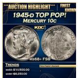 1945-d Mercury Dime TOP POP! 10c ms68+ FSB SEGS