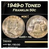 1949-d Franklin Half Dollar Toned 50c ms65+ fbl SE