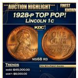 1928-p Lincoln Cent TOP POP! 1c ms68 rd SEGS