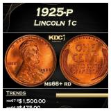 1925-p Lincoln Cent 1c ms66+ rd SEGS