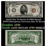 1934A $5 FRN Hawaii WWII Emergency Currency Key To