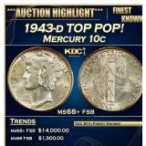 1943-d Mercury Dime TOP POP! 10c ms68+ fsb SEGS