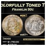 1956-p Franklin Half Dollar Colorfully Toned TOP P