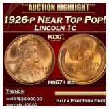 1926-p Lincoln Cent Near Top Pop! 1c ms67+ rd SEGS