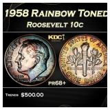 1958 Proof Roosevelt Dime Rainbow Toned 10c pr68+