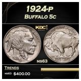 1924-p Buffalo Nickel 5c Grades ms63