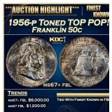 1956-p Franklin Half Dollar Toned TOP POP! 50c ms6