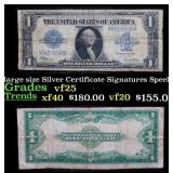 1923 $1 large size Silver Certificate Grades vf+ S