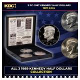 Complete 3 PC. 1987 Kennedy Half Dollar 50c set In
