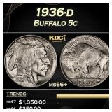 1936-d Buffalo Nickel 5c Grades ms66+