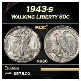 1943-s Walking Liberty Half Dollar 50c Grades ms66
