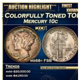 1944-s Mercury Dime Colorfully Toned TOP POP! 10c