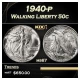 1940-p Walking Liberty Half Dollar 50c ms67 SEGS
