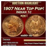 1907 Indian Cent Near Top Pop! 1c ms66+ rd SEGS