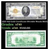 1928 $20 Gold Certificate Grades xf