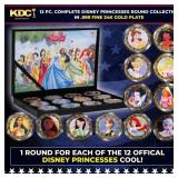 12 Coin Complete Disney Princess Gold Plated Round
