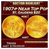 1907-p Gold St. Gaudens Double Eagle Near Top Pop