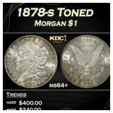 1878-s Morgan Dollar Toned $1 Grades ms64+