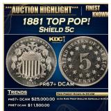 1881 Proof Shield Nickel TOP POP! 5c pr67+ DCAM SE