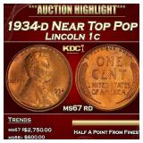 1934-d Lincoln Cent Near Top Pop 1c ms67 rd SEGS
