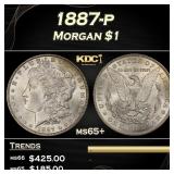 1887-p Morgan Dollar $1 Grades ms65+