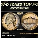 1947-d Jefferson Nickel Toned TOP POP! 5c ms67+ SE