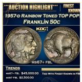 1957-d Franklin Half Dollar Rainbow Toned TOP POP!