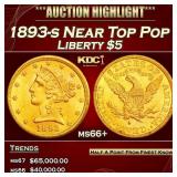 1893-s Gold Liberty Half Eagle Near Top Pop $5 ms6