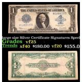 1923 $1 large size Silver Certificate Grades vf+ S