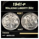1941-p Walking Liberty Half Dollar 50c ms67 SEGS