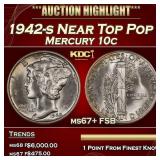 1942-s Mercury Dime Near Top Pop 10c ms67+ FSB SEG