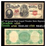 1907 $5 Large Size Legal Tender Note "WoodChopper"