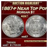 1887-p Morgan Dollar Near Top Pop $1 ms67 SEGS