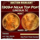 1909-p Lincoln Cent Near Top Pop! 1c ms66+ rd SEGS
