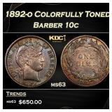 1892-o Barber Dime Colorfully Toned 10c Grades ms6