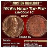 1916-s Lincoln Cent Near Top Pop 1c ms65+ bn SEGS