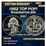 1952 Proof Washington Quarter TOP POP! 25c pr68 DC