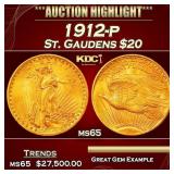 1912-p Gold St. Gaudens Double Eagle $20 ms65 SEGS