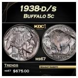 1938-d/s Buffalo Nickel 5c ms67 SEGS