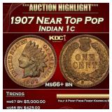 1907 Indian Cent Near Top Pop 1c ms66+ bn SEGS
