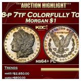 1878-p 7tf Morgan Dollar Colorfully Toned $1 ms64+