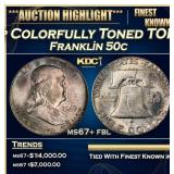 1949-p Franklin Half Dollar Colorfully Toned TOP P