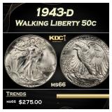 1943-d Walking Liberty Half Dollar 50c Grades ms66