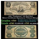 1891 Tillman/Morgan $10 Red Seal Silver Certificat
