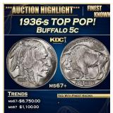 1936-s Buffalo Nickel TOP POP! 5c ms67+ SEGS