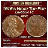 1916-s Lincoln Cent Near Top Pop 1c ms65+ bn SEGS